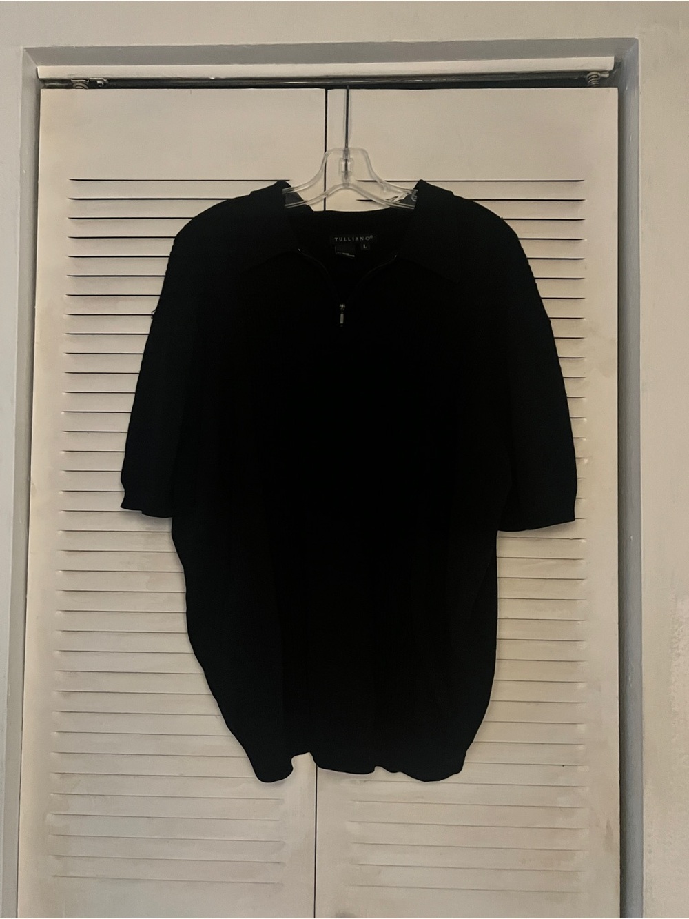 Tulliano Black Men's Short-Sleeve Zip Polo Shirt